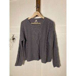 Mudd Women's Steel Gray Cable Knit Sweater 100% Acrylic Oversized Size M Cozy